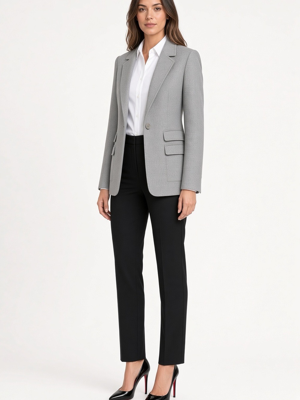 Calvin Klein Heather Gray Wool Women's Blazer